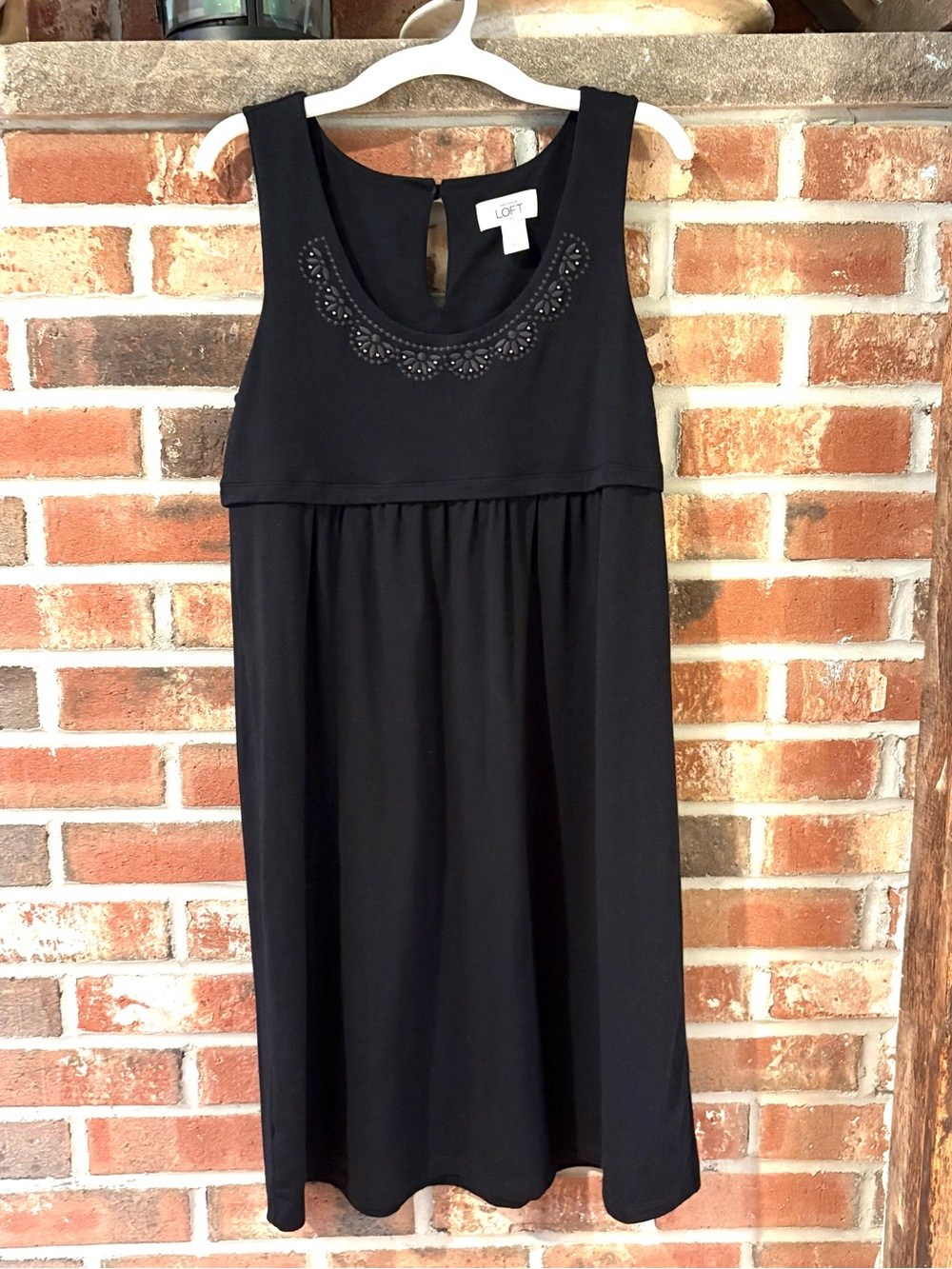 Ann Taylor LOFT Black Sleeveless Dress with Beaded Scoop Neck Size XS